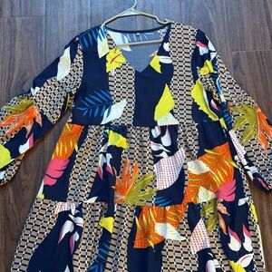 Colorful Geometric and Floral Dress